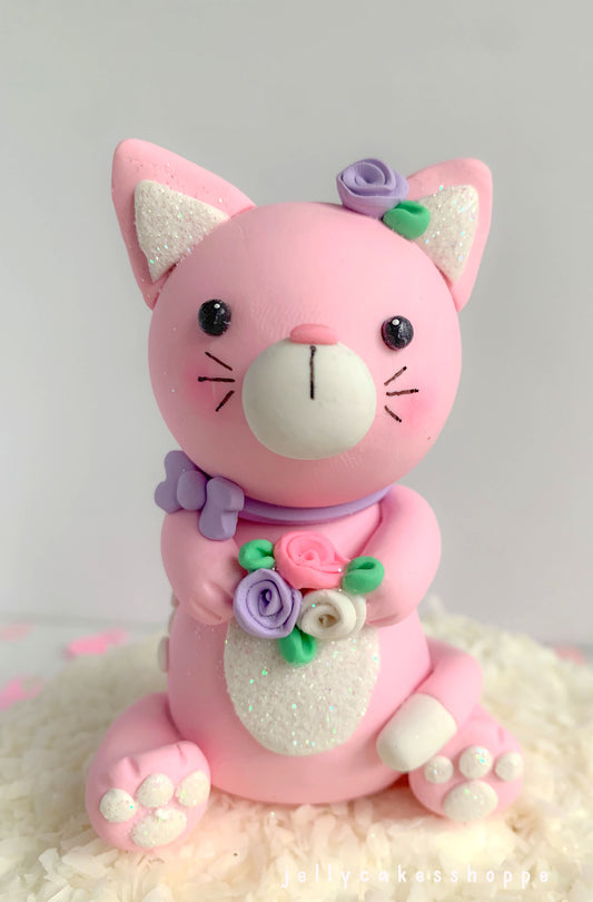 Pink Kitty Cake Topper for Birthday and Baby Showers
