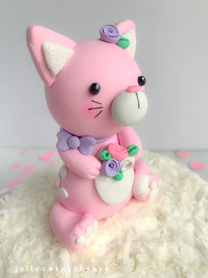 Pink Kitty Cake Topper for Birthday and Baby Showers