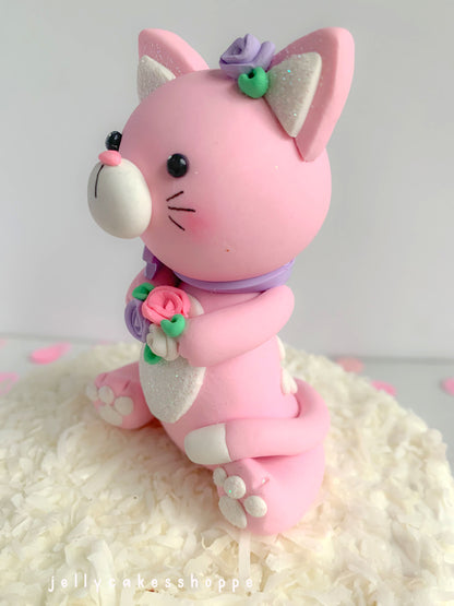 Pink Kitty Cake Topper for Birthday and Baby Showers