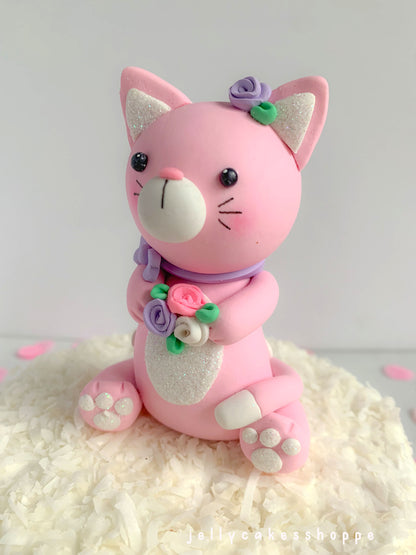 Pink Kitty Cake Topper for Birthday and Baby Showers