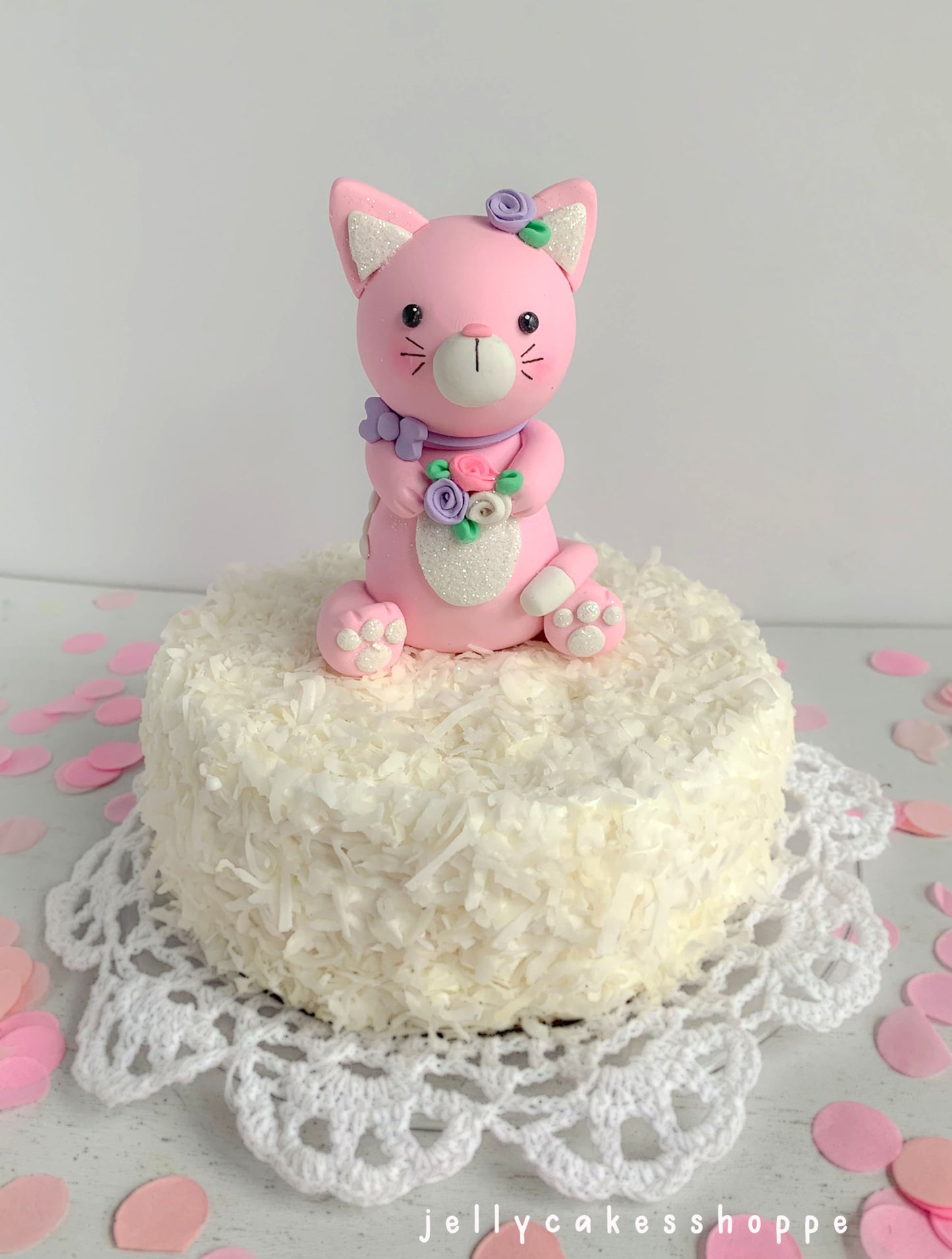 Pink Kitty Cake Topper for Birthday and Baby Showers