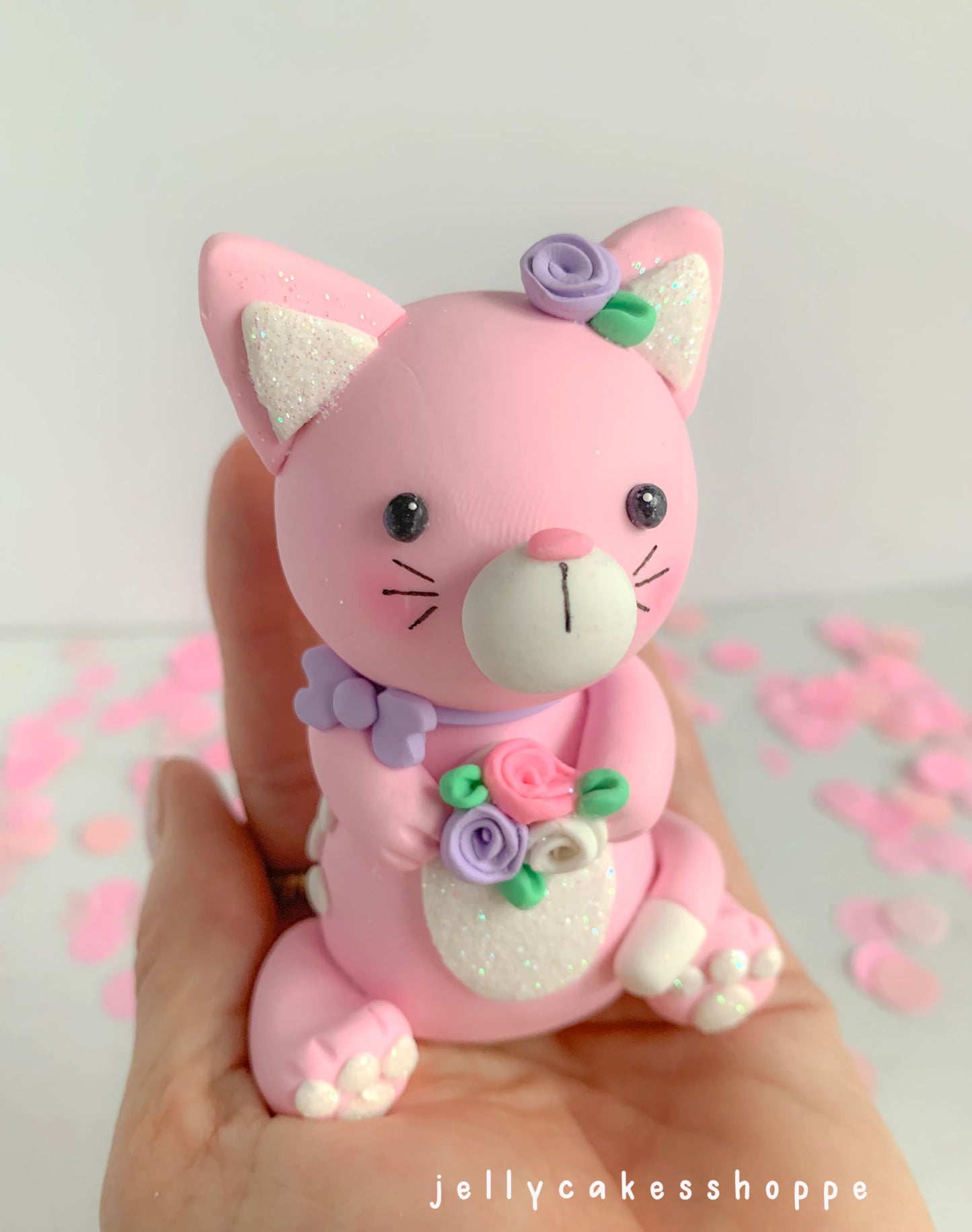 Pink Kitty Cake Topper for Birthday and Baby Showers