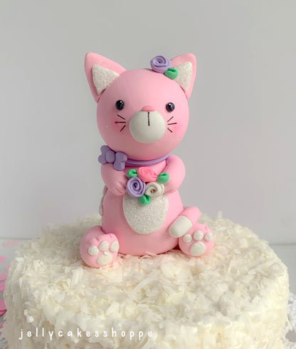 Pink Kitty Cake Topper for Birthday and Baby Showers
