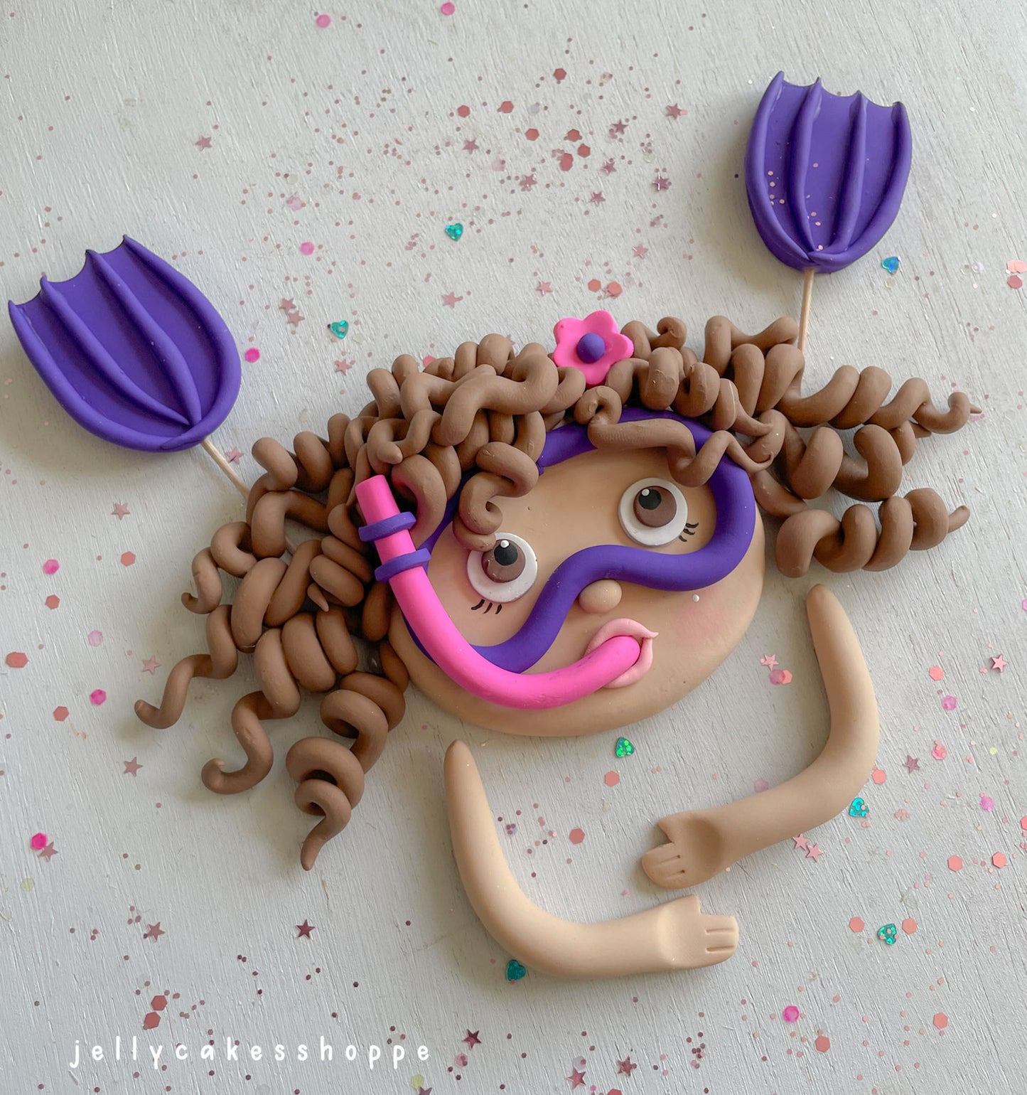 Scuba Diver Girl Cake Topper