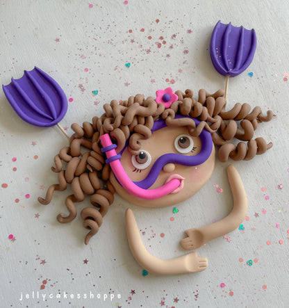Scuba Diver Girl Cake Topper
