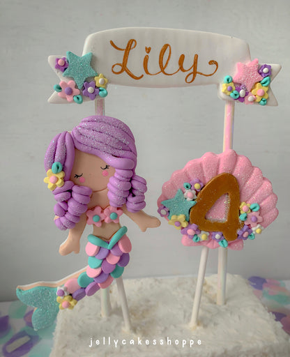 Pastel Mermaid Cake Topper