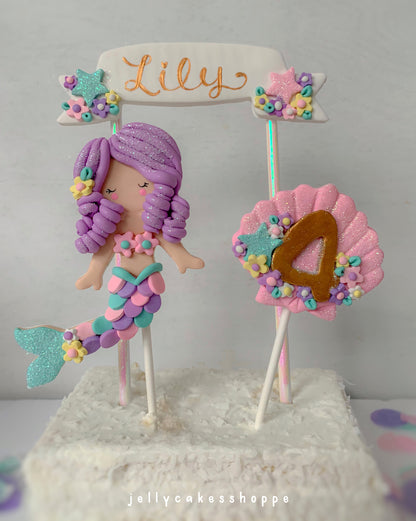 Pastel Mermaid Cake Topper