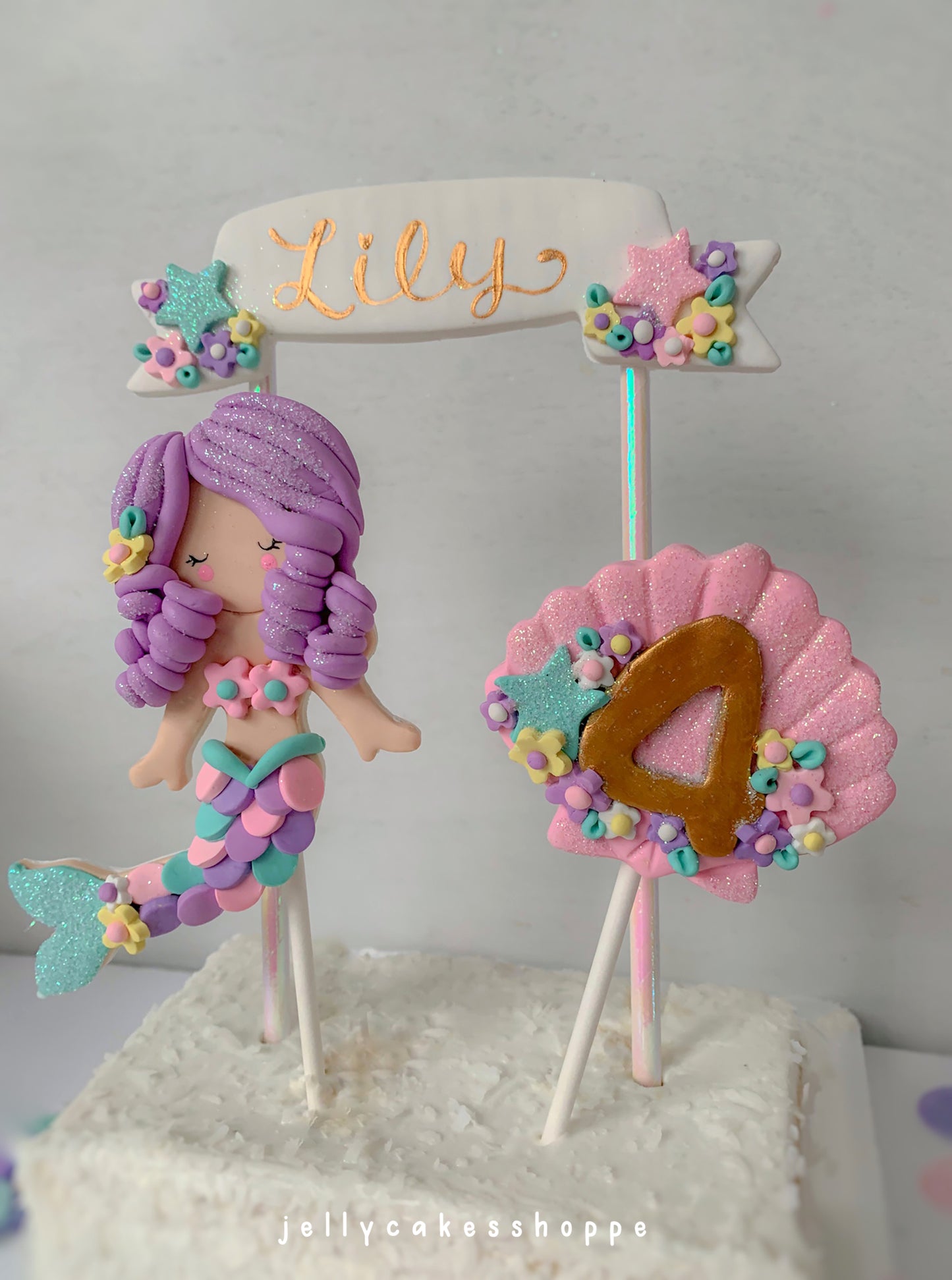 Pastel Mermaid Cake Topper