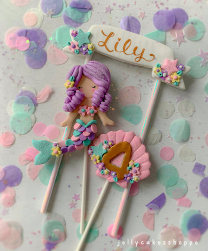 Pastel Mermaid Cake Topper