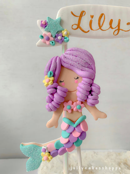 Pastel Mermaid Cake Topper