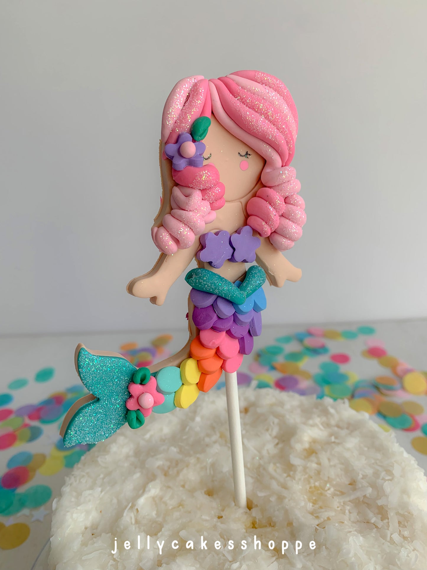Rainbow Mermaid Cake Topper