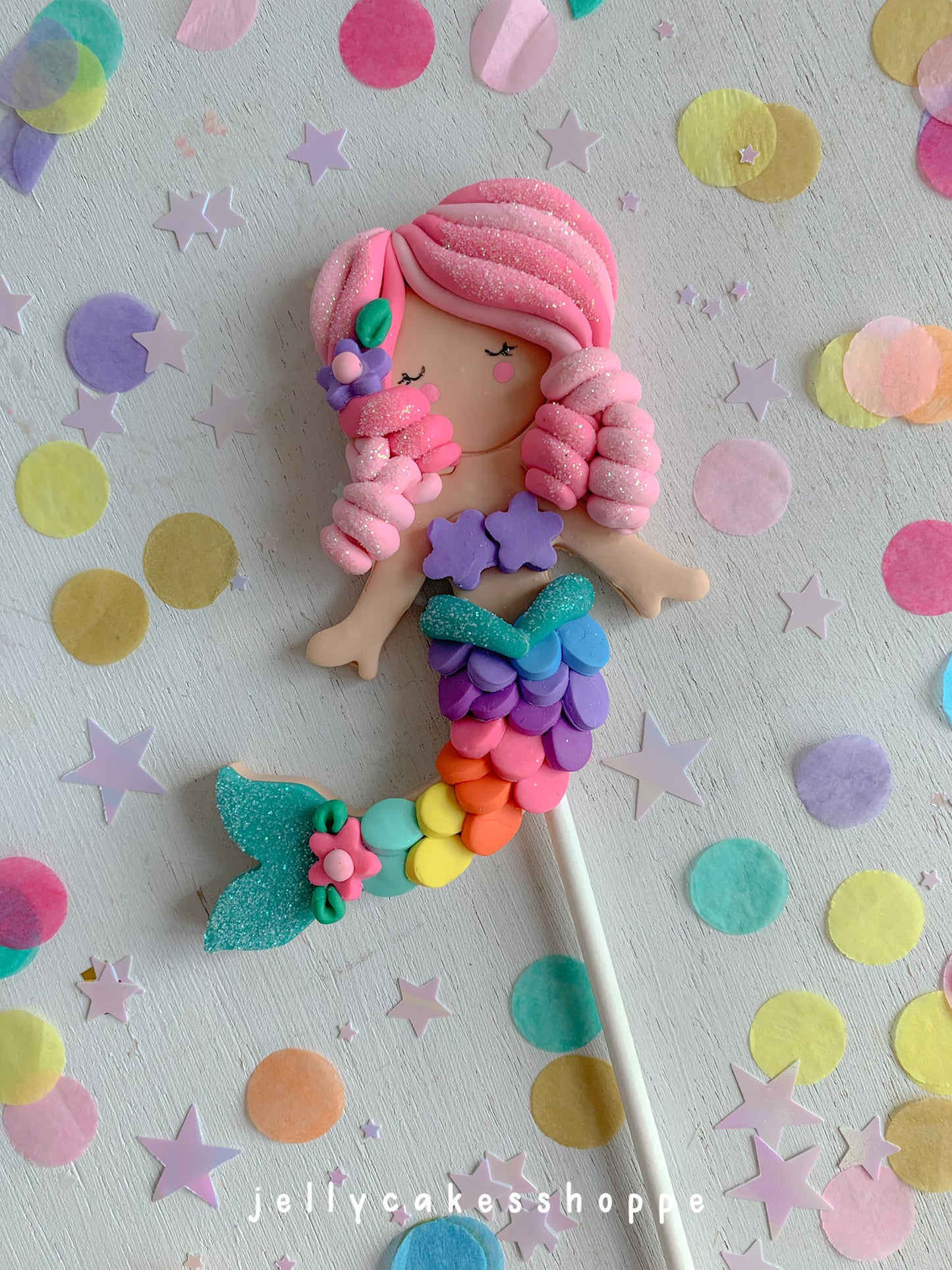 Rainbow Mermaid Cake Topper