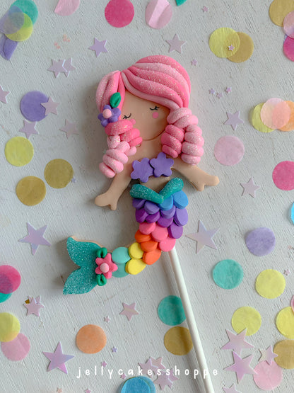 Rainbow Mermaid Cake Topper