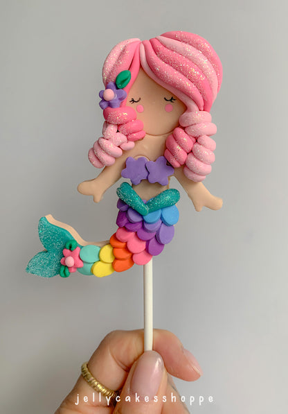 Rainbow Mermaid Cake Topper