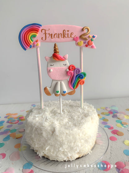 Personalized Rainbow Unicorn Cake Topper