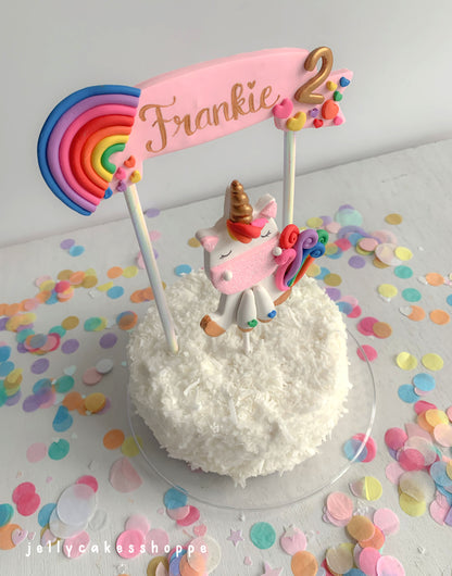 Personalized Rainbow Unicorn Cake Topper