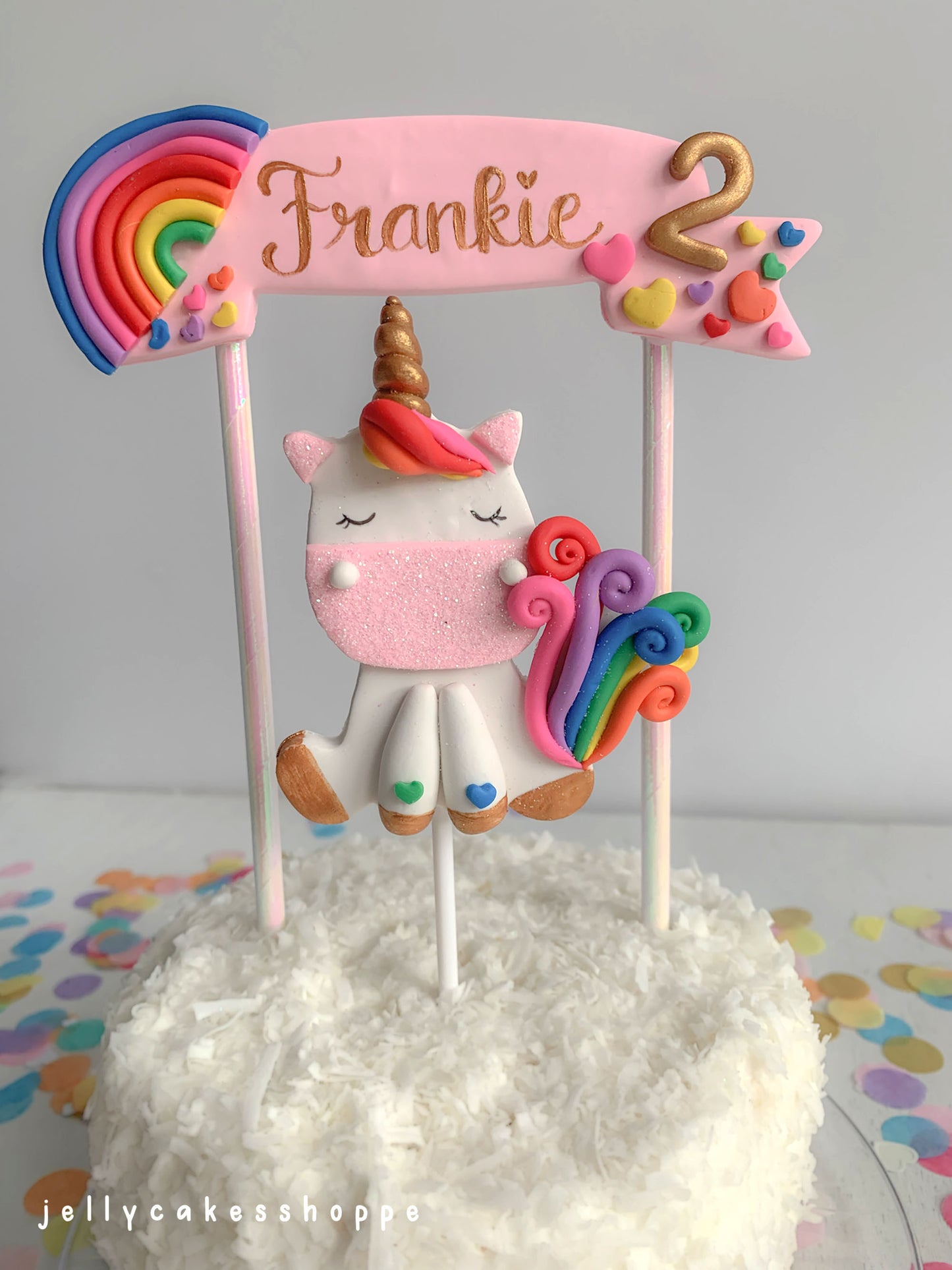Personalized Rainbow Unicorn Cake Topper