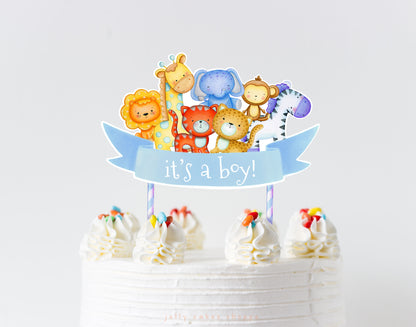 Safari Animals Cake Topper, Baby's 1st Birthday, Jungle Animals Baby Shower Cake Decoration