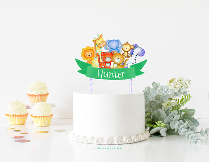 Safari Animals Cake Topper, Baby's 1st Birthday, Jungle Animals Baby Shower Cake Decoration