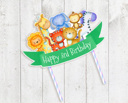 Safari Animals Cake Topper, Baby's 1st Birthday, Jungle Animals Baby Shower Cake Decoration