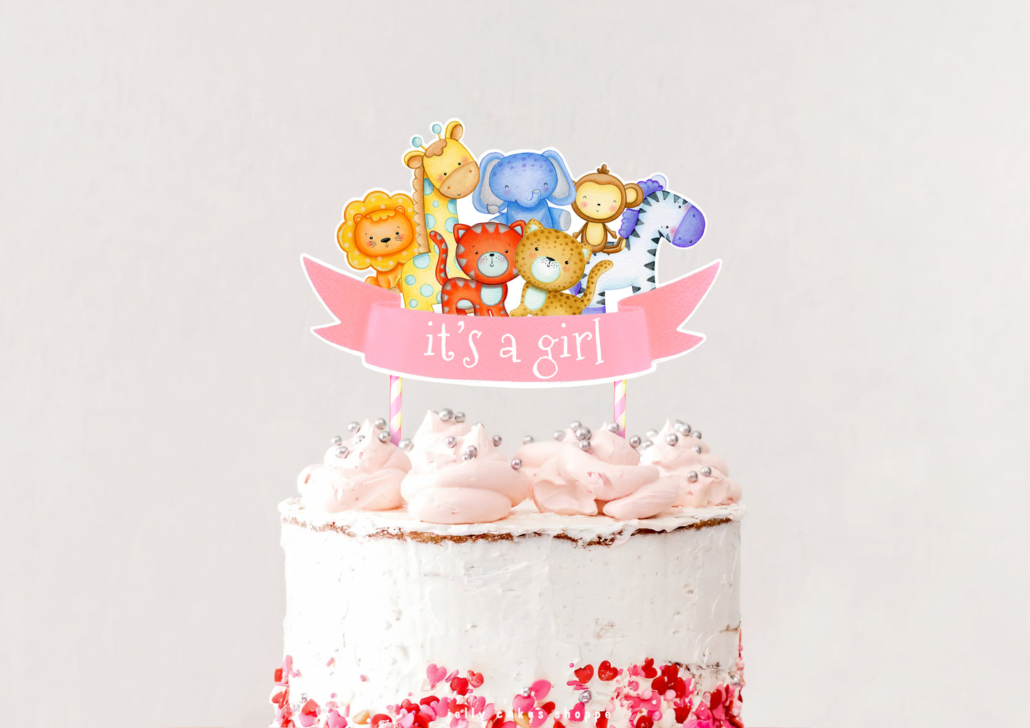 Safari Animals Cake Topper, Baby's 1st Birthday, Jungle Animals Baby Shower Cake Decoration