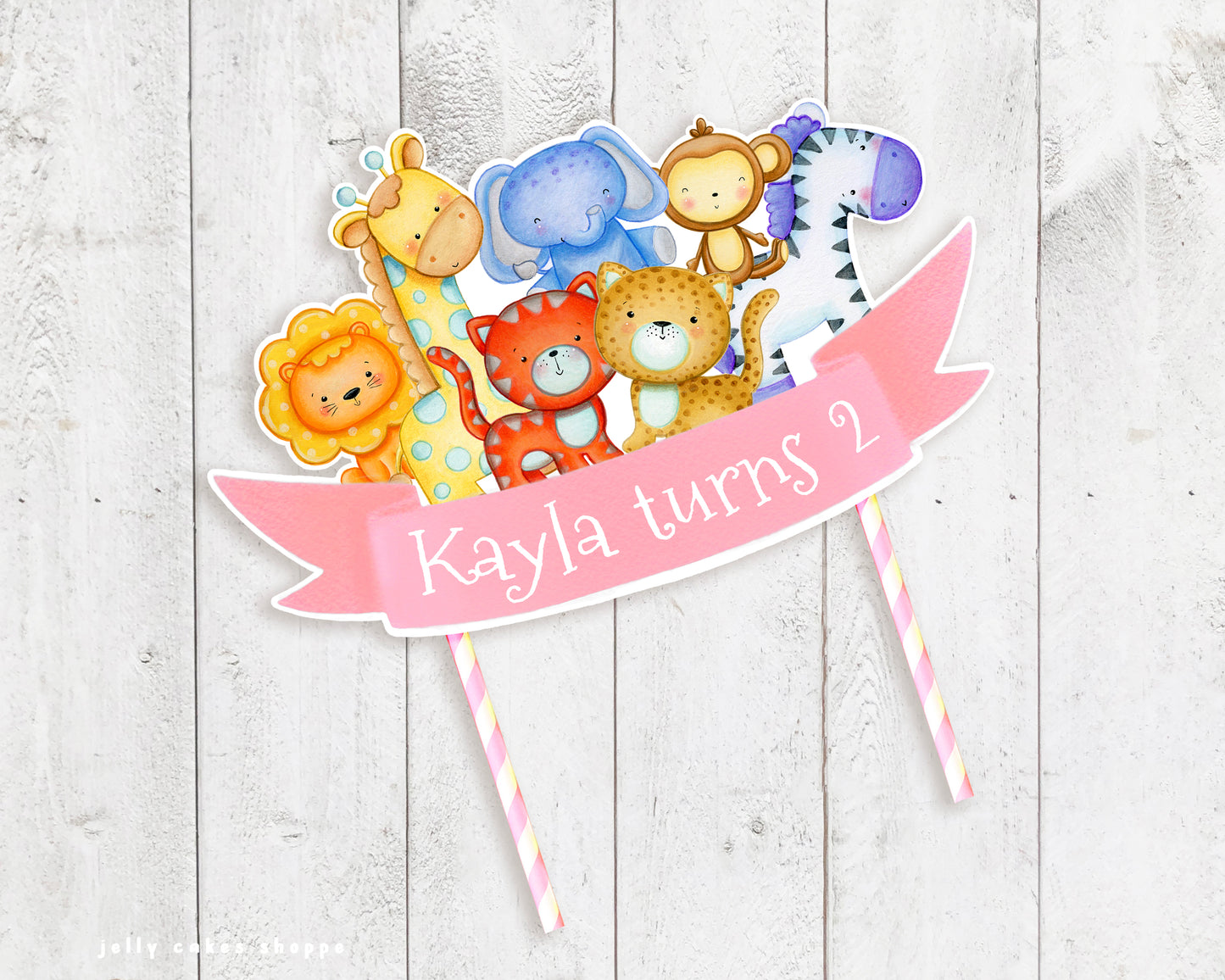 Safari Animals Cake Topper, Baby's 1st Birthday, Jungle Animals Baby Shower Cake Decoration