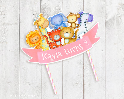 Safari Animals Cake Topper, Baby's 1st Birthday, Jungle Animals Baby Shower Cake Decoration