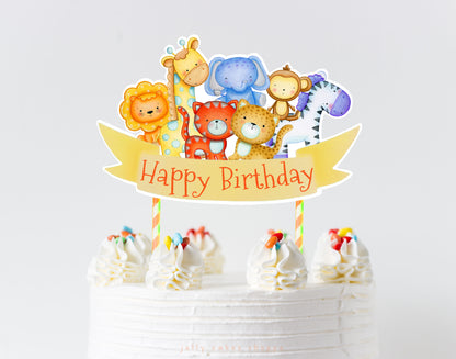 Safari Animals Cake Topper, Baby's 1st Birthday, Jungle Animals Baby Shower Cake Decoration