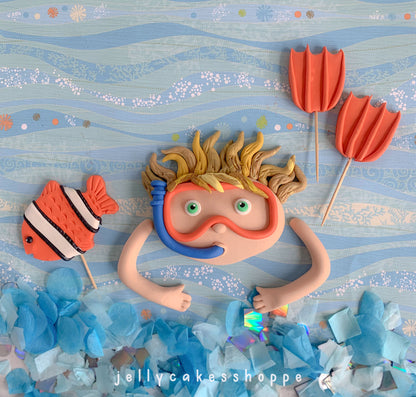 Scuba Diver Boy Cake Decorations