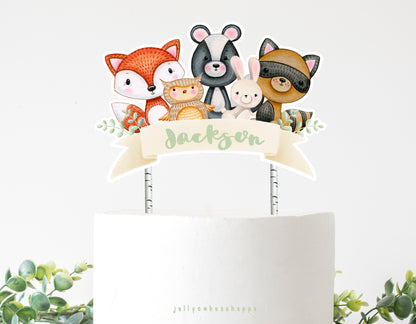 Woodland Animals Gender Neutral Baby Shower Cake Topper, Baby's 1st Birthday Cake Topper