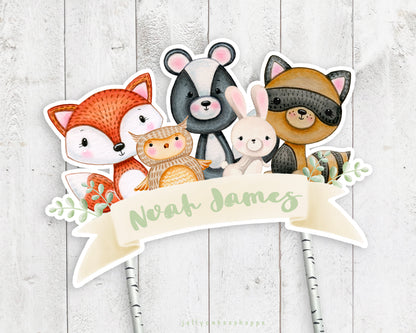 Woodland Animals Gender Neutral Baby Shower Cake Topper, Baby's 1st Birthday Cake Topper
