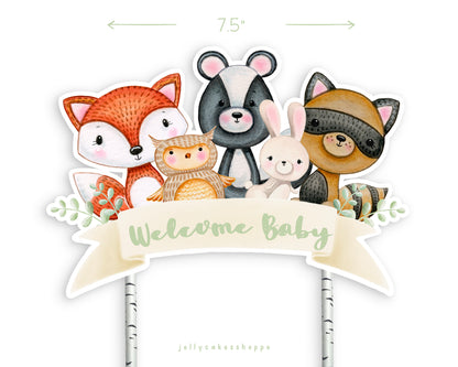 Woodland Animals Gender Neutral Baby Shower Cake Topper, Baby's 1st Birthday Cake Topper