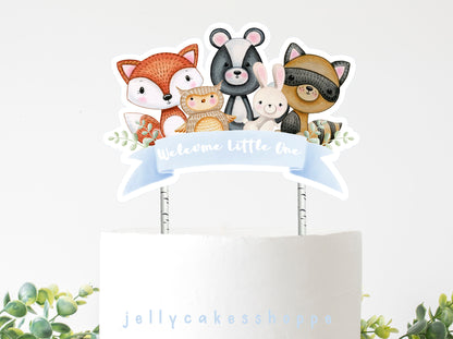 Printable Woodland Animals Cake Topper for Boy Baby Shower