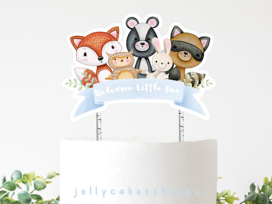 Printable Woodland Animals Cake Topper for Boy Baby Shower