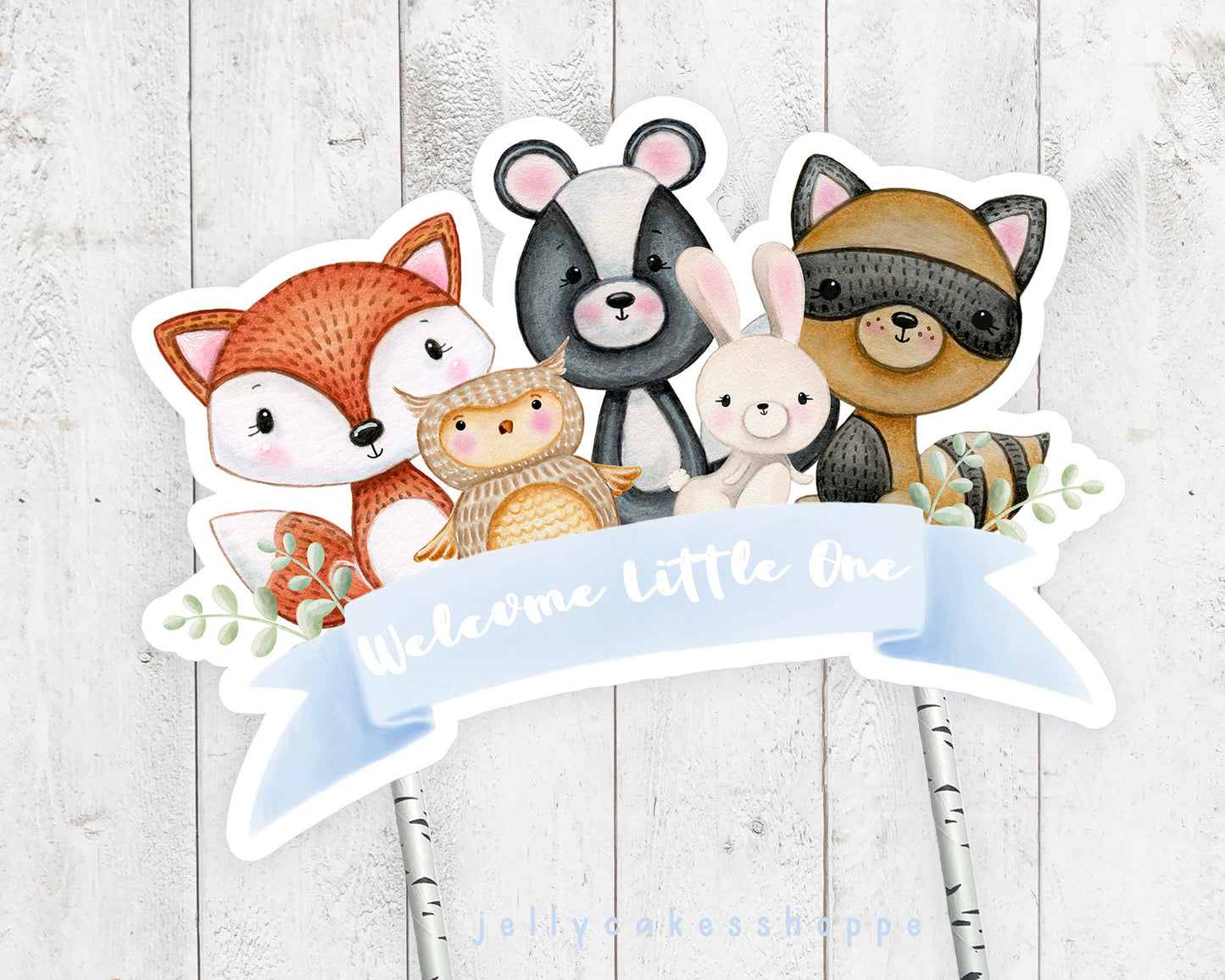 Printable Woodland Animals Cake Topper for Boy Baby Shower