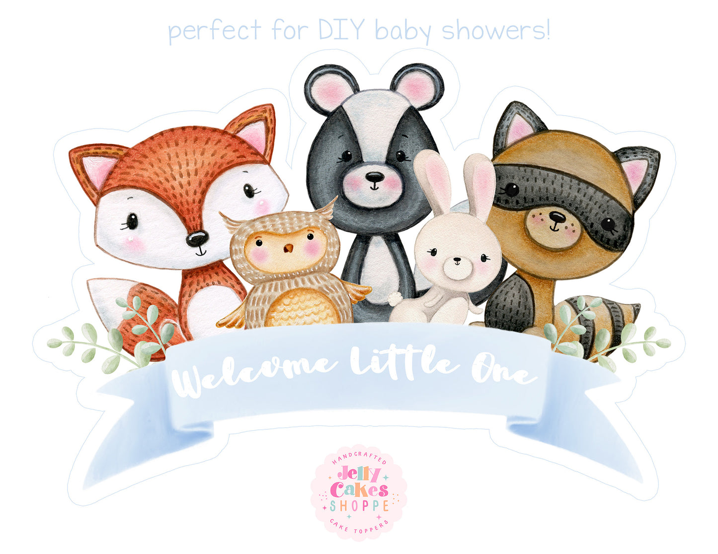 Printable Woodland Animals Cake Topper for Boy Baby Shower