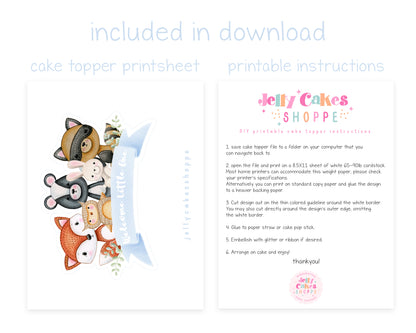 Printable Woodland Animals Cake Topper for Boy Baby Shower