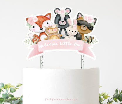 Printable Woodland Animals Cake Topper for Girl Baby Shower