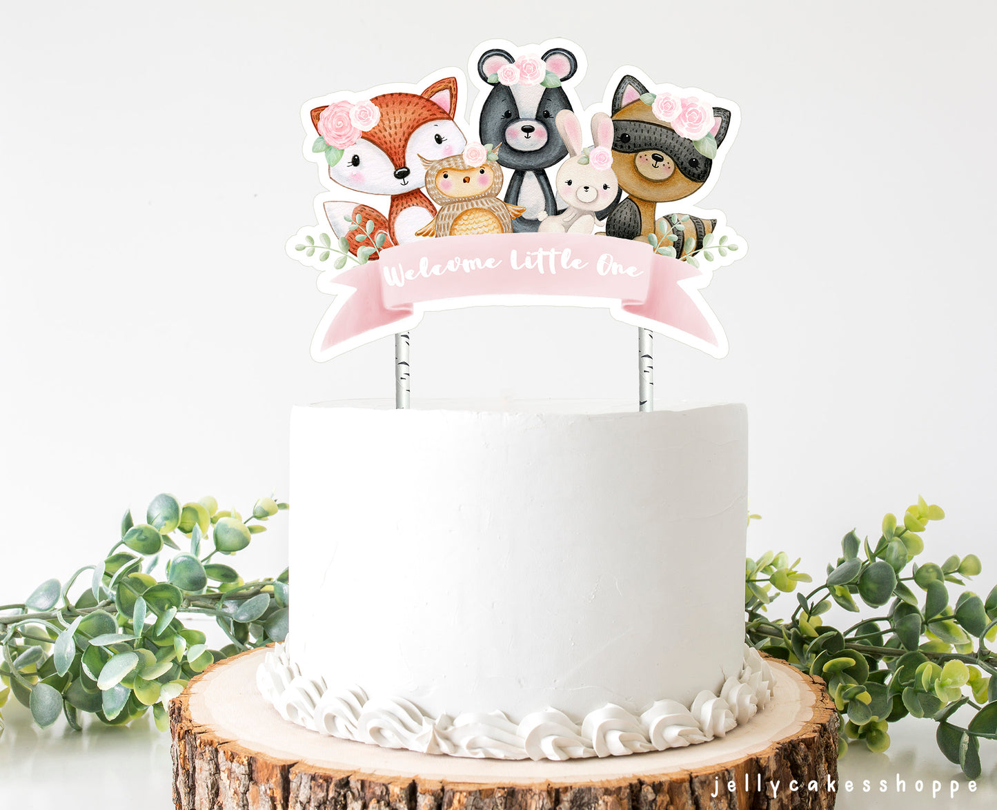 Printable Woodland Animals Cake Topper for Girl Baby Shower