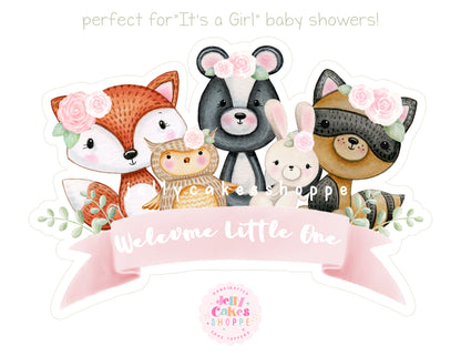 Printable Woodland Animals Cake Topper for Girl Baby Shower