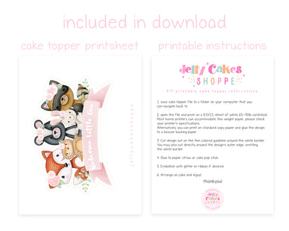Printable Woodland Animals Cake Topper for Girl Baby Shower