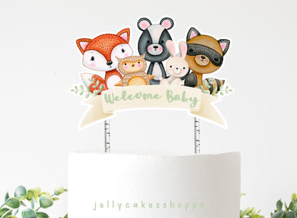 Printable Woodland Animals Cake Topper for Gender Neutral Baby Shower