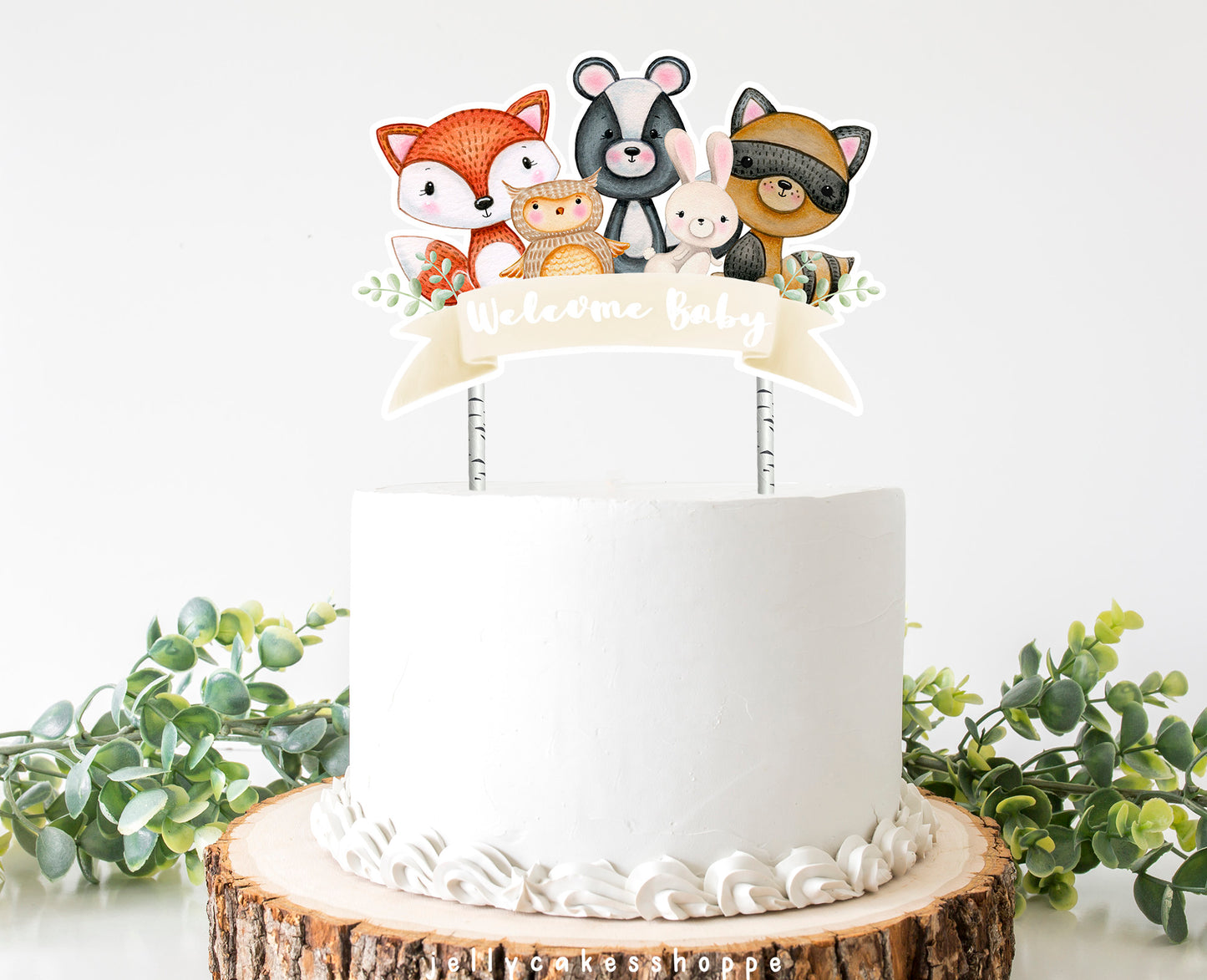 Printable Woodland Animals Cake Topper for Gender Neutral Baby Shower