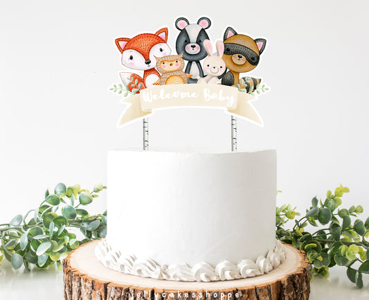 Printable Woodland Animals Cake Topper for Gender Neutral Baby Shower