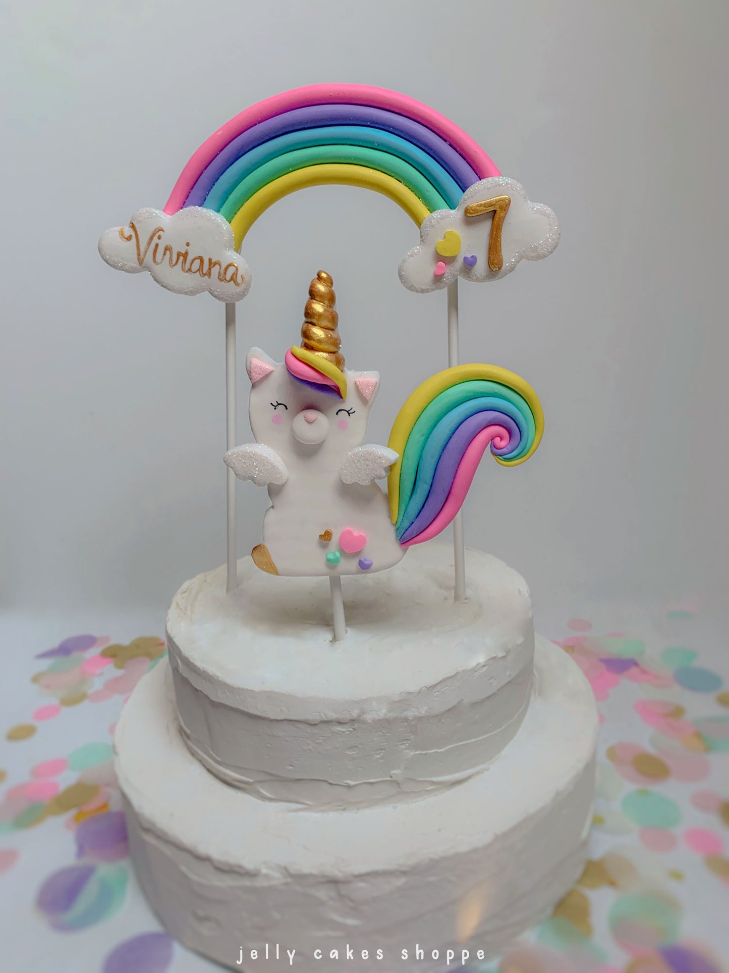 Kittycorn and Rainbow Cake Topper