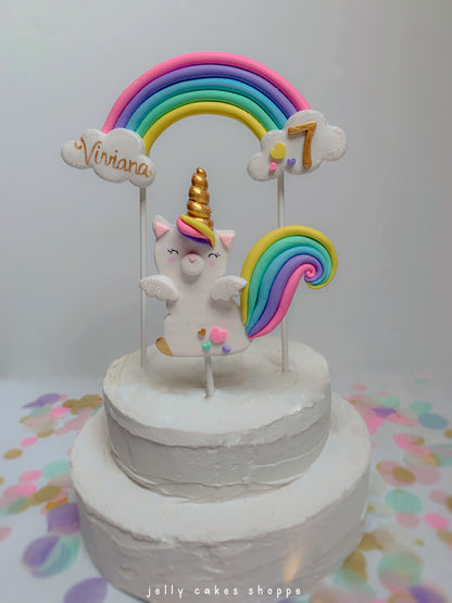 Kittycorn and Rainbow Cake Topper