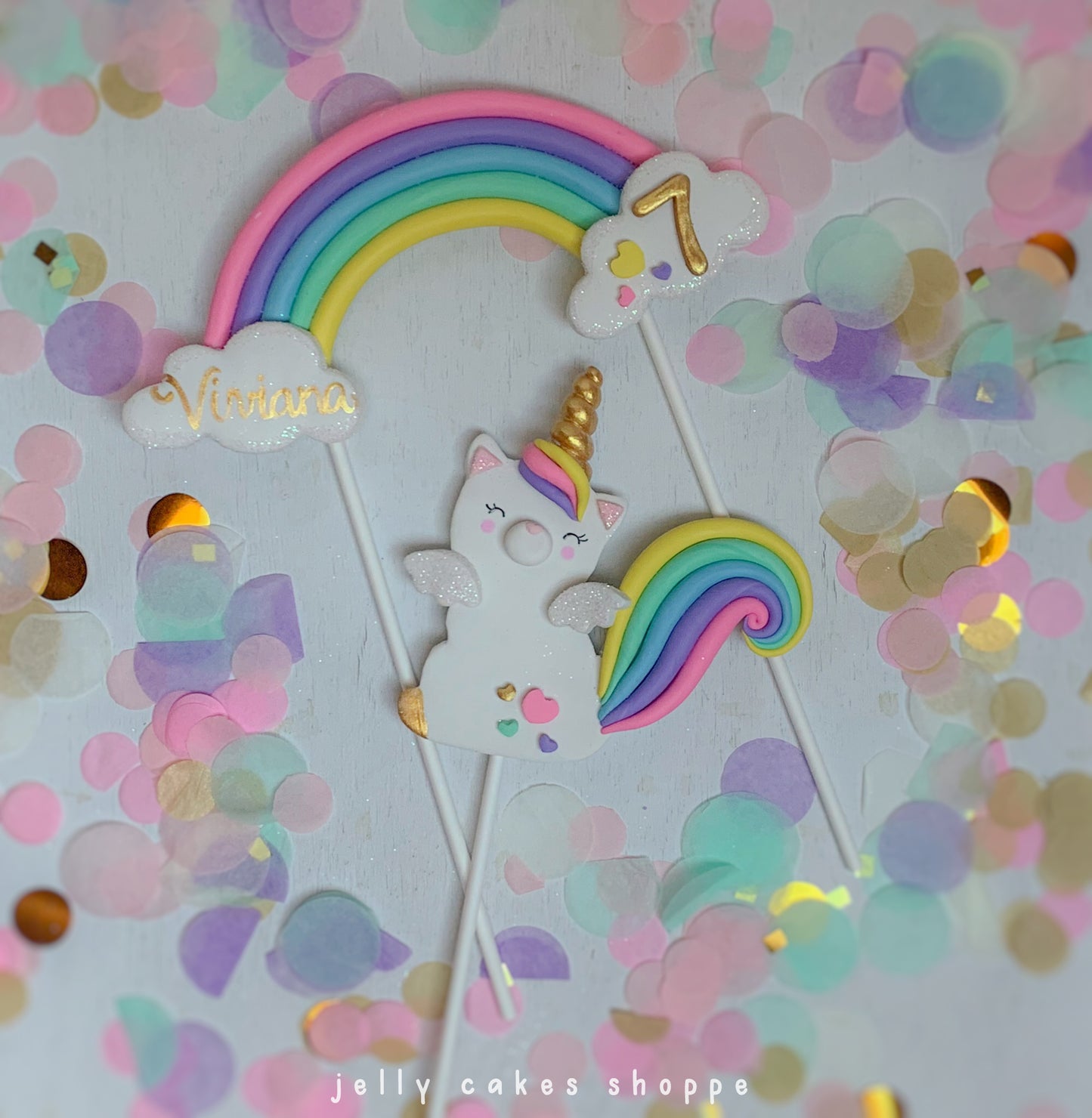 Kittycorn and Rainbow Cake Topper