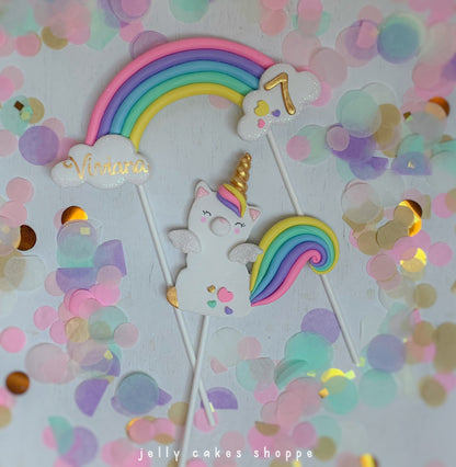 Kittycorn and Rainbow Cake Topper