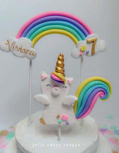 Kittycorn and Rainbow Cake Topper