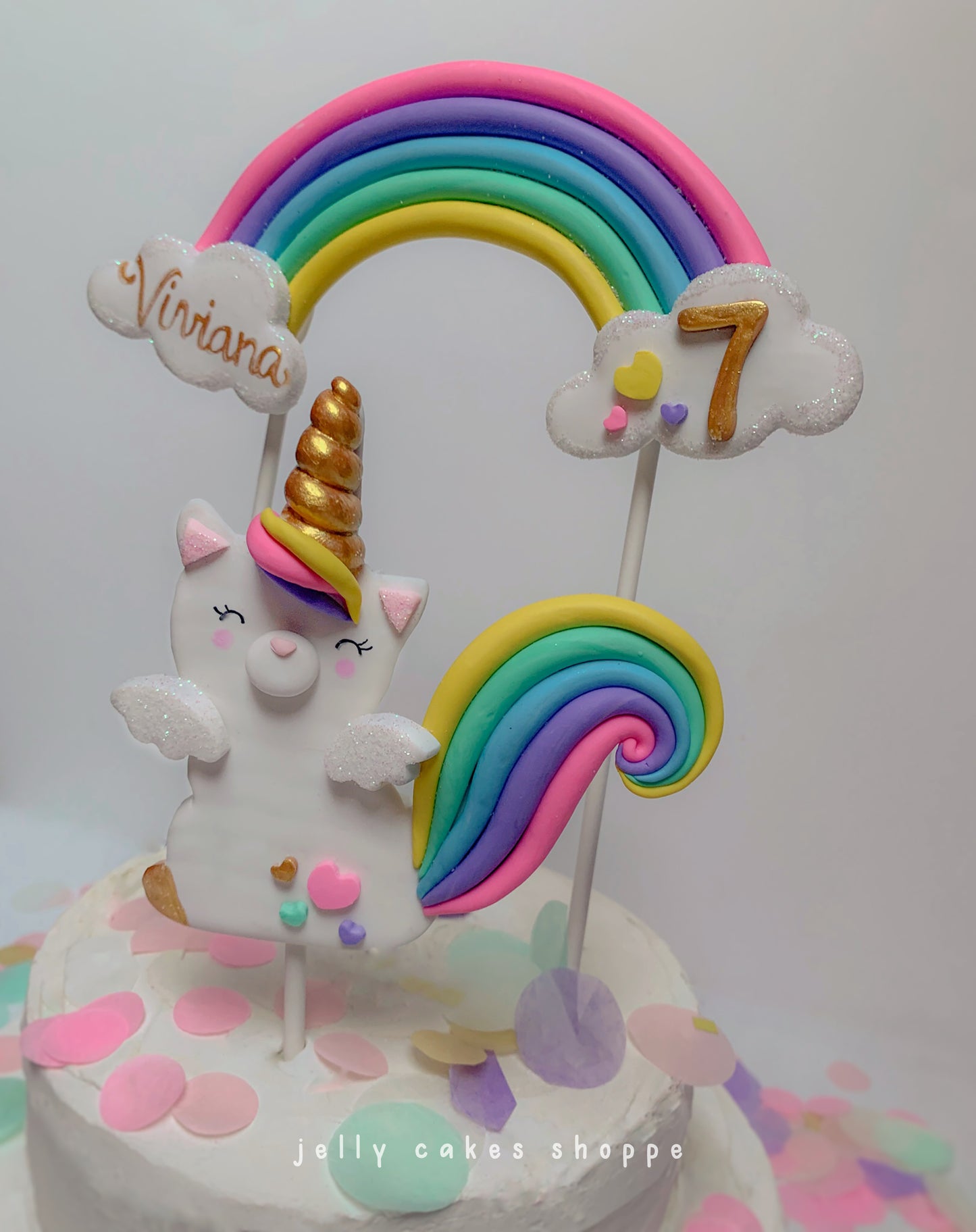 Kittycorn and Rainbow Cake Topper